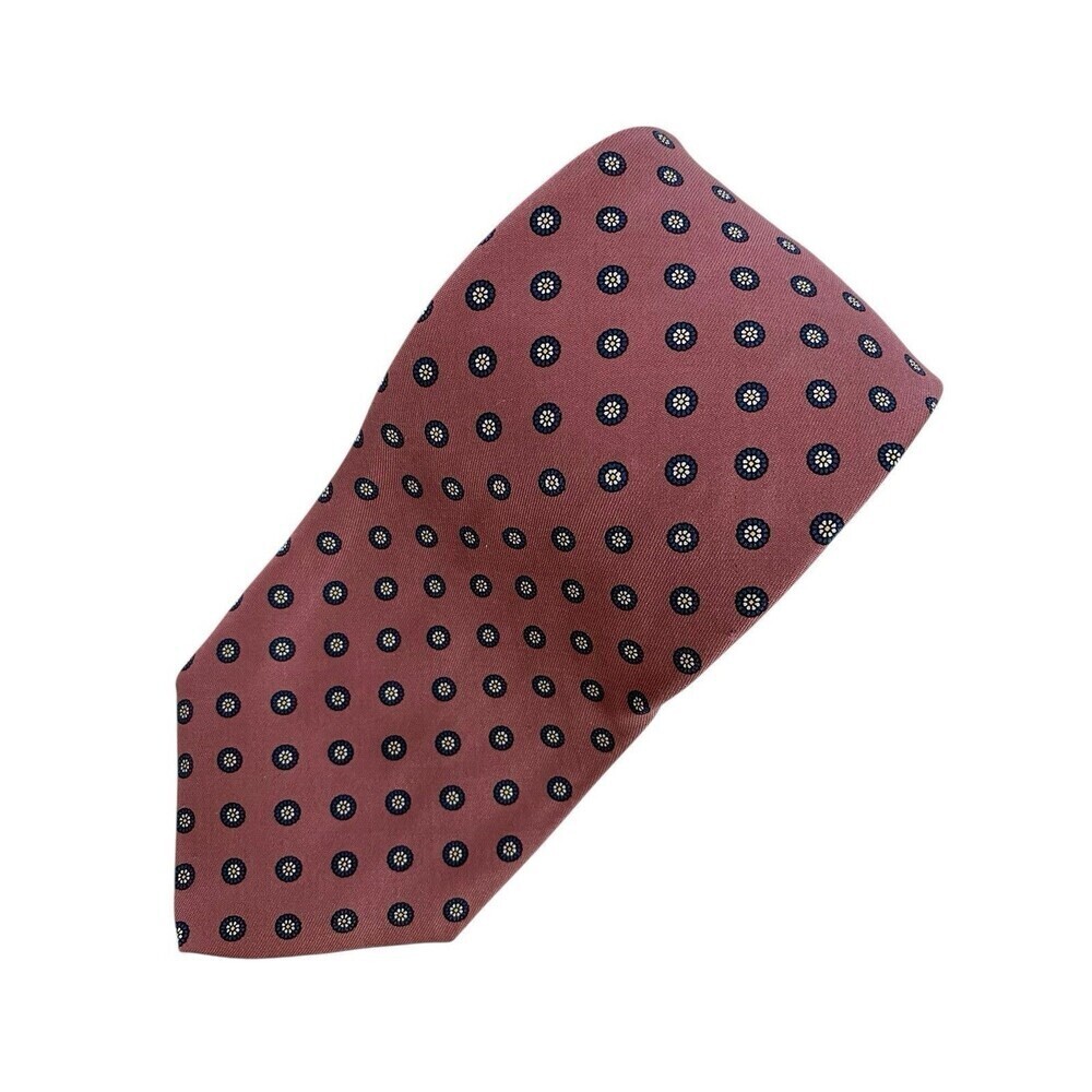 Vtg Robert Talbott Tie Men's Necktie Silk Medallions Rose Blue 57 x 3-1/2 USA